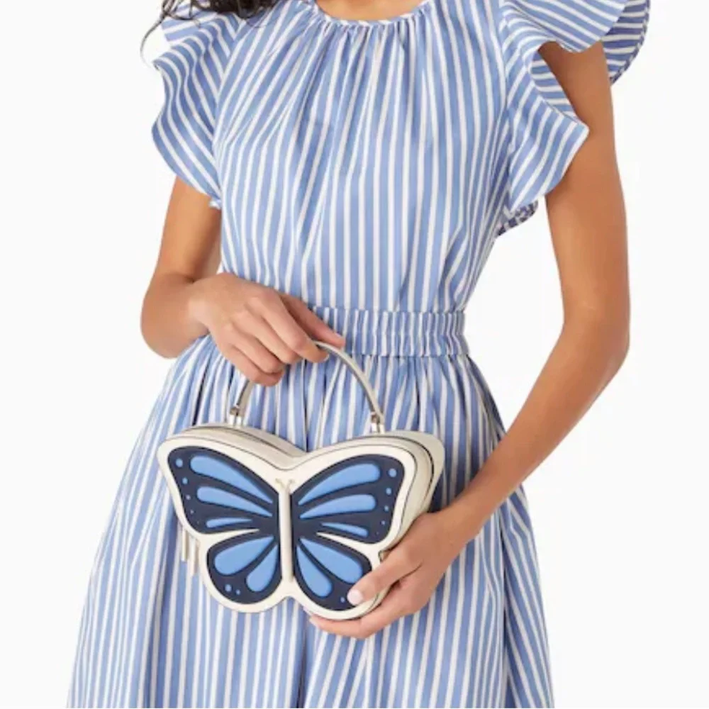 • NWT KATE SPADE FLUTTER FLY 3D BUTTERFLY CROSSBODY BLUE MULTI WHITE CARD HOLDER